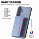 For Samsung Galaxy S24+ 5G Carbon Fiber Magnetic Card Wallet RFID Blocking Phone Case(Blue)