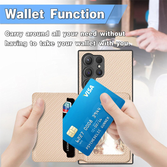 For Samsung Galaxy S24+ 5G Carbon Fiber Magnetic Card Wallet RFID Blocking Phone Case(Blue)