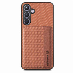 For Samsung Galaxy S24+ 5G Carbon Fiber Magnetic Card Wallet RFID Blocking Phone Case(Khaki)