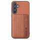 For Samsung Galaxy S24+ 5G Carbon Fiber Magnetic Card Wallet RFID Blocking Phone Case(Khaki)