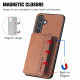 For Samsung Galaxy S24+ 5G Carbon Fiber Magnetic Card Wallet RFID Blocking Phone Case(Khaki)