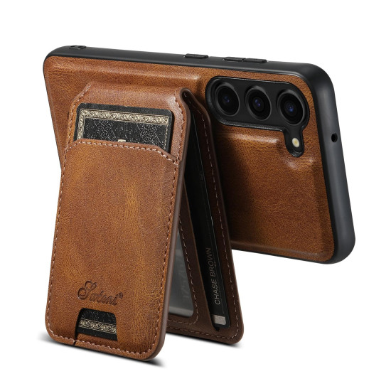 For Samsung Galaxy S23+ 5G Suteni H15  Oil Eax Leather Detachable Wallet Back Phone Case(Brown)