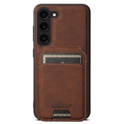 For Samsung Galaxy S24+ 5G Suteni H16 Litchi Texture Leather Detachable Wallet Back Phone Case(Brown)