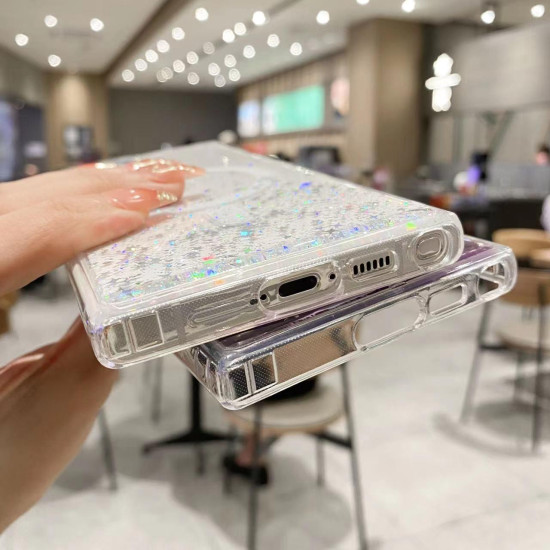 For Samsung Galaxy S24+ 5G MagSafe Glitter Hybrid Clear TPU Phone Case(White)