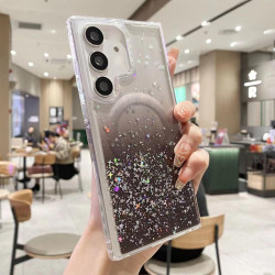For Samsung Galaxy S24+ 5G MagSafe Glitter Hybrid Clear TPU Phone Case(Black)
