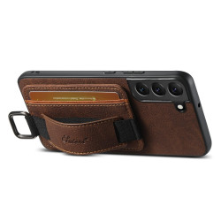 For Samsung Galaxy S23+ 5G Suteni H13 Litchi Leather Wrist Strap Wallet Back Phone Case(Brown)