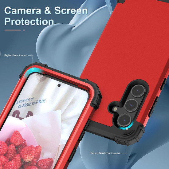 For Samsung Galaxy S24+ 5G 3 in 1 Silicone Hybrid PC Shockproof Phone Case(Red)