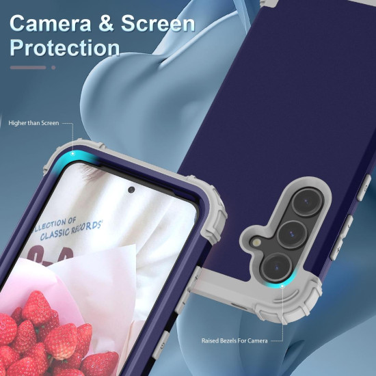 For Samsung Galaxy S24+ 5G 3 in 1 Silicone Hybrid PC Shockproof Phone Case(Blue)