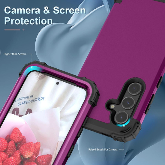 For Samsung Galaxy S24+ 5G 3 in 1 Silicone Hybrid PC Shockproof Phone Case(Dark Purple)