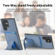 For Samsung Galaxy S24+ 5G Carbon Fiber Card Bag Fold Stand Phone Case(Blue)