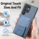 For Samsung Galaxy S24+ 5G Carbon Fiber Card Bag Fold Stand Phone Case(Blue)