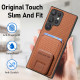 For Samsung Galaxy S24+ 5G Carbon Fiber Card Bag Fold Stand Phone Case(Brown)