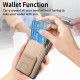 For Samsung Galaxy S24+ 5G Carbon Fiber Card Bag Fold Stand Phone Case(Khaki)