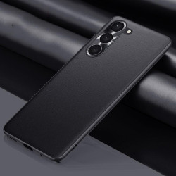 For Samsung Galaxy S24+ 5G Plain-leather All-inclusive Shockproof Phone Case(Black)
