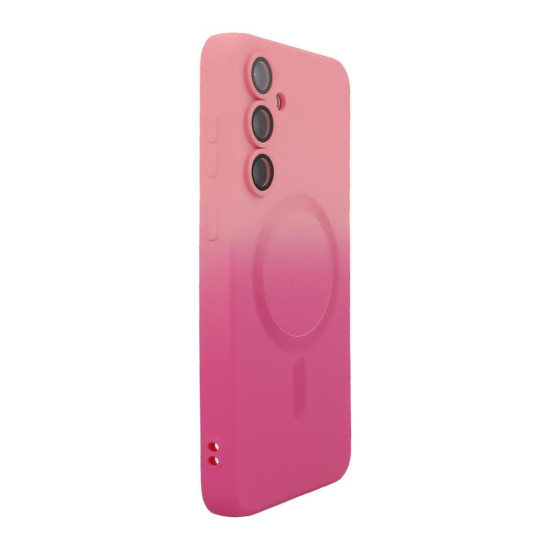For Samsung Galaxy S24+ 5G ENKAY Hat-Prince MagSafe Rainbow Gradient Silicone Phone Case with Lens Film(Pink Rose)