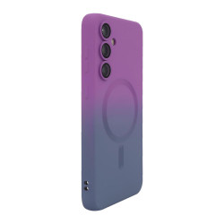 For Samsung Galaxy S24+ 5G ENKAY Hat-Prince MagSafe Rainbow Gradient Silicone Phone Case with Lens Film(Purple Blue)