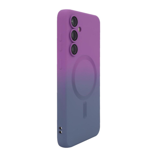 For Samsung Galaxy S24+ 5G ENKAY Hat-Prince MagSafe Rainbow Gradient Silicone Phone Case with Lens Film(Purple Blue)
