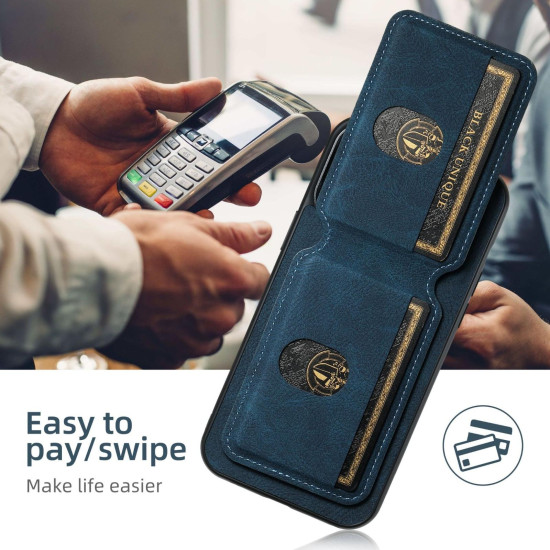 For Samsung Galaxy S23+ 5G Suteni H02 Litchi Leather Card Wallet Stand Back Phone Case(Blue)