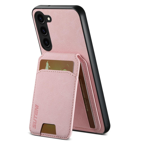For Samsung Galaxy S23+ 5G Suteni H02 Litchi Leather Card Wallet Stand Back Phone Case(Pink)