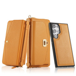 For Samsung Galaxy S24+ 5G Crossbody Multi-functional Zipper Wallet Litchi Leather Phone Case(Orange)
