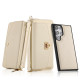 For Samsung Galaxy S24+ 5G Crossbody Multi-functional Zipper Wallet Litchi Leather Phone Case(Beige)