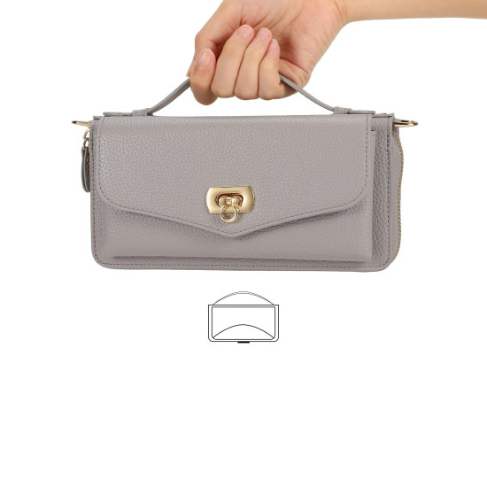 For Samsung Galaxy S24+ 5G Crossbody Multi-functional Zipper Wallet Litchi Leather Phone Case(Grey)
