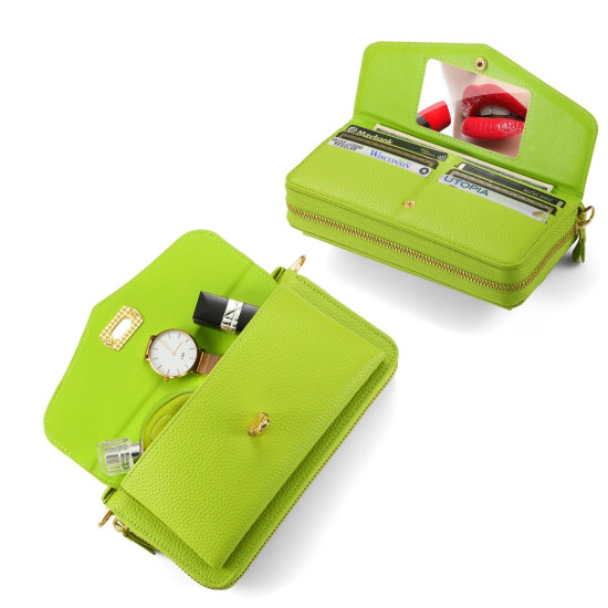 For Samsung Galaxy S24+ 5G Crossbody Multi-functional Zipper Wallet Litchi Leather Phone Case(Green)
