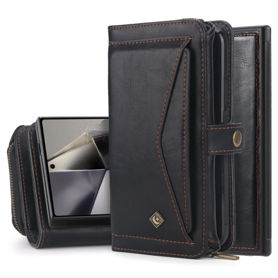 For Samsung Galaxy S24+ 5G Multi-functional Zipper Wallet Leather Phone Case(Black)