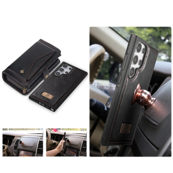 For Samsung Galaxy S24+ 5G Multi-functional Zipper Wallet Leather Phone Case(Black)