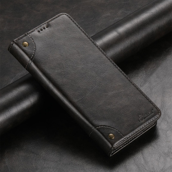 For Samsung Galaxy S23+ 5G Suteni Baroque Calf Texture Buckle Wallet Leather Phone Case(Black)