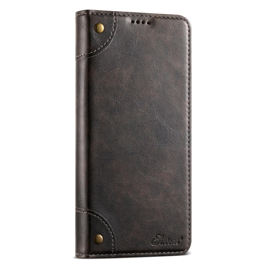 For Samsung Galaxy S23+ 5G Suteni Baroque Calf Texture Buckle Wallet Leather Phone Case(Black)