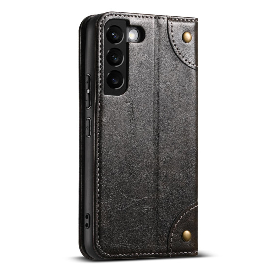 For Samsung Galaxy S23+ 5G Suteni Baroque Calf Texture Buckle Wallet Leather Phone Case(Black)