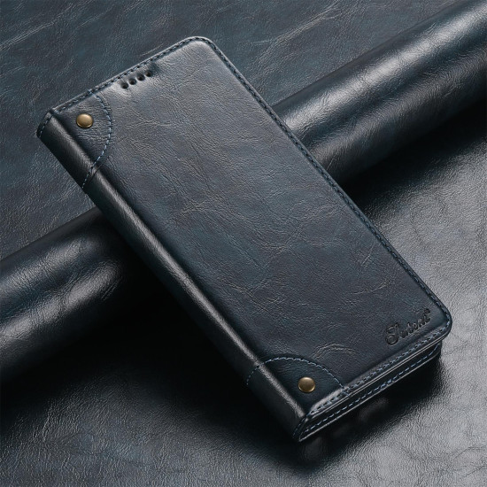 For Samsung Galaxy S23+ 5G Suteni Baroque Calf Texture Buckle Wallet Leather Phone Case(Blue)