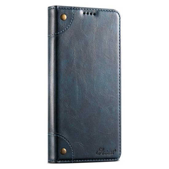 For Samsung Galaxy S23+ 5G Suteni Baroque Calf Texture Buckle Wallet Leather Phone Case(Blue)