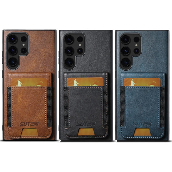 For Samsung Galaxy S24+ 5G Suteni H03 Oil Wax Leather Wallet Stand Back Phone Case(Brown)