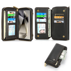 For Samsung Galaxy S24+ 5G Crossbody Multi-functional Zipper Wallet Leather Phone Case(Black)