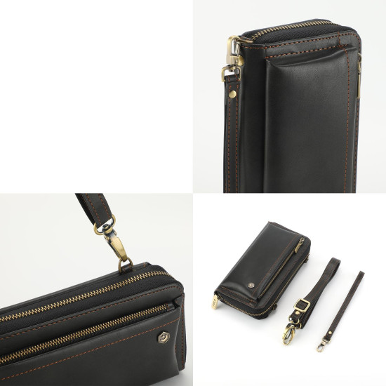 For Samsung Galaxy S24+ 5G Crossbody Multi-functional Zipper Wallet Leather Phone Case(Black)