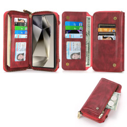 For Samsung Galaxy S24+ 5G Crossbody Multi-functional Zipper Wallet Leather Phone Case(Red)