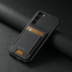 For Samsuny Galaxy S24+ 5G Suteni H03 Litchi Leather Card Bag Stand Back Phone Case(Black)