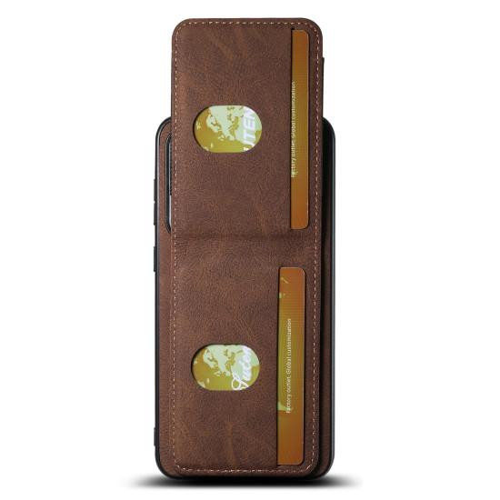 For Samsuny Galaxy S24+ 5G Suteni H03 Litchi Leather Card Bag Stand Back Phone Case(Brown)