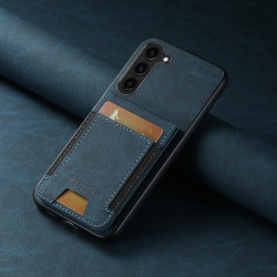 For Samsuny Galaxy S24+ 5G Suteni H03 Litchi Leather Card Bag Stand Back Phone Case(Blue)