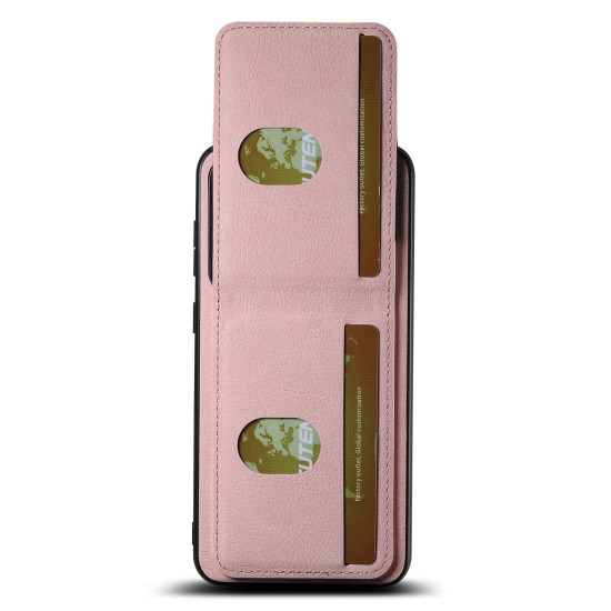 For Samsuny Galaxy S24+ 5G Suteni H03 Litchi Leather Card Bag Stand Back Phone Case(Pink)