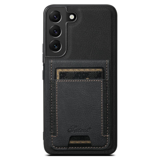 For Samsung Galaxy S23+ 5G Suteni H17 Litchi Texture Leather MagSafe Detachable Wallet Phone Case(Black)