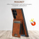 For  Samsung Galaxy S23 5G Suteni H17 Litchi Texture Leather MagSafe Detachable Wallet Phone Case(Khaki)