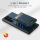 For  Samsung Galaxy S23 5G Suteni H17 Litchi Texture Leather MagSafe Detachable Wallet Phone Case(Blue)