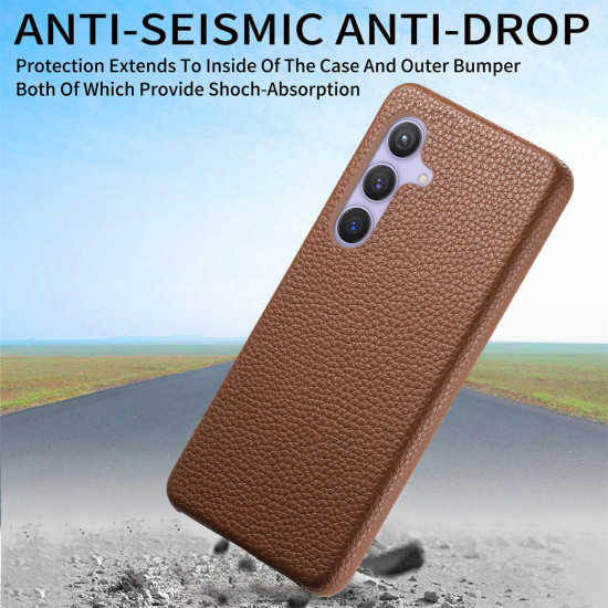 For Samsung Galaxy S24+ 5G Litchi Oil Edge Leather Back Phone Case(Brown)