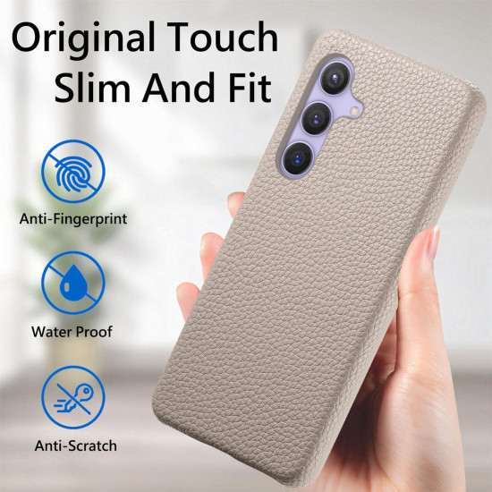 For Samsung Galaxy S24+ 5G Litchi Oil Edge Leather Back Phone Case(Khaki)