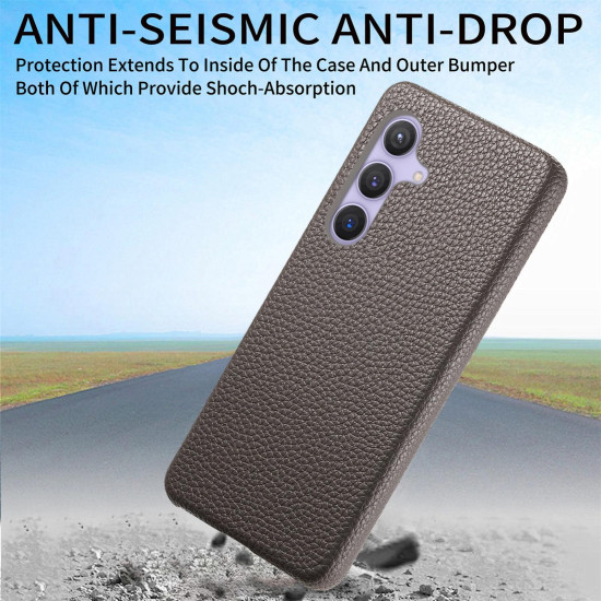 For Samsung Galaxy S24+ 5G Litchi Oil Edge Leather Back Phone Case(Grey)