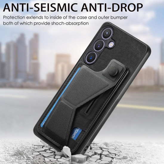 For Samsung Galaxy S24+ 5G II K-shaped Slide Holder Card Slot Phone Case(Black)