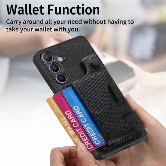 For Samsung Galaxy S24+ 5G II K-shaped Slide Holder Card Slot Phone Case(Black)